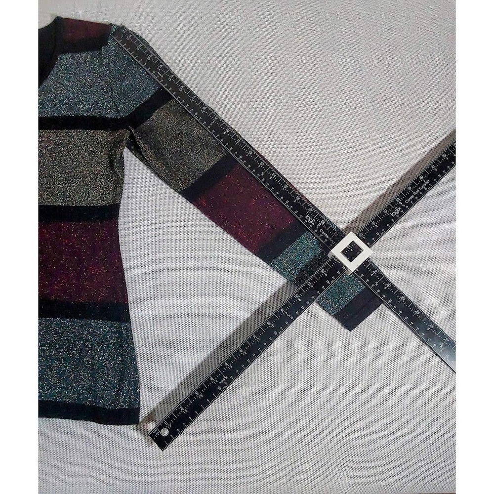 Venus Metallic Striped Sweater Womens Small Multicolor V-Neck Long Sleeve - Picture 8 of 11